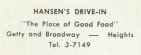 Hansens Drive-In (Jim Hansens Drive-In) - St Marys High School Yearbook Muskegon Heights 1952 (newer photo)